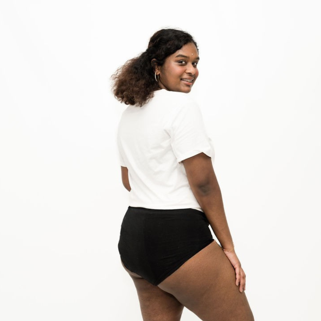 Full Brief Black Women's Period Underwear Back View