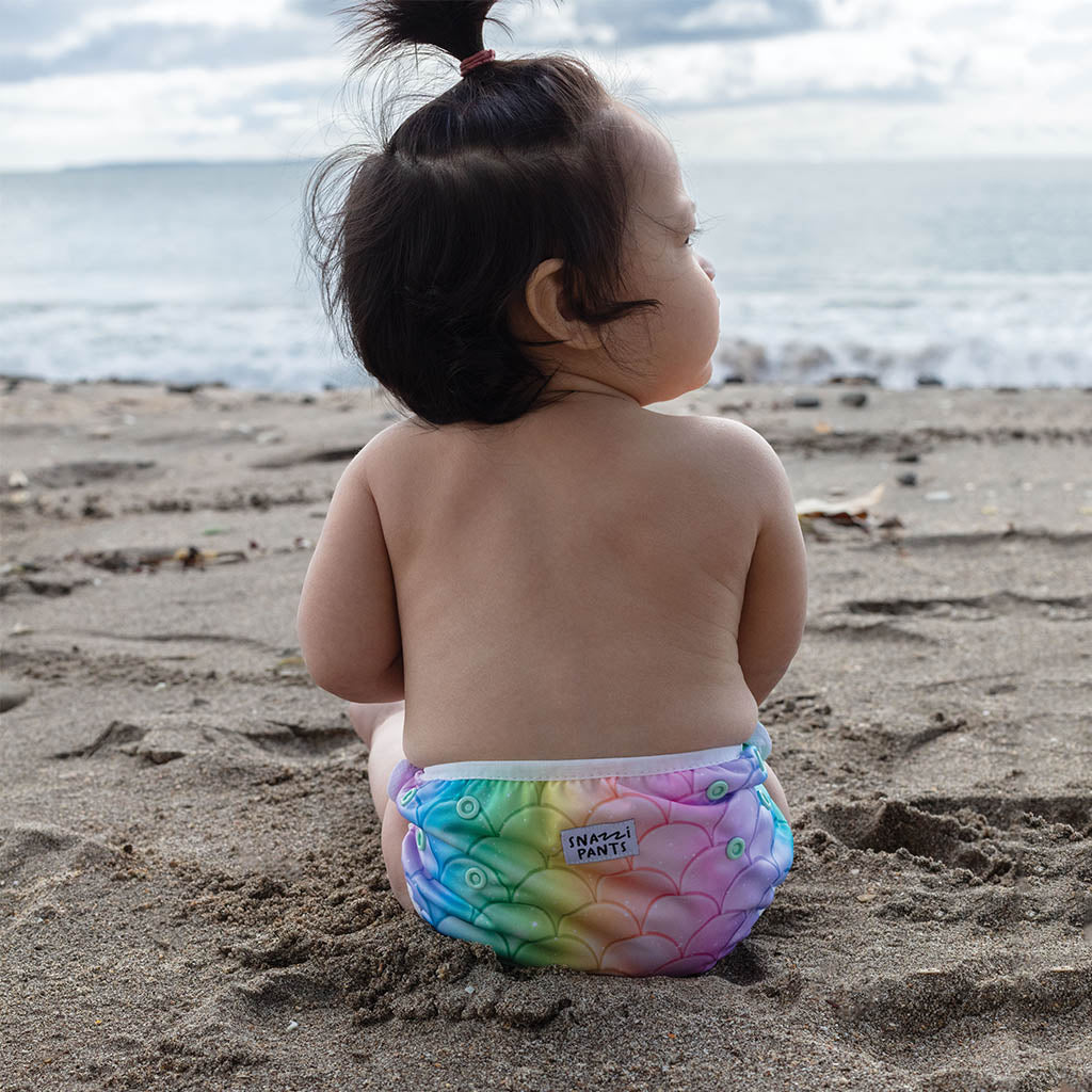 Child wearing Swim Nappy - Mermaid