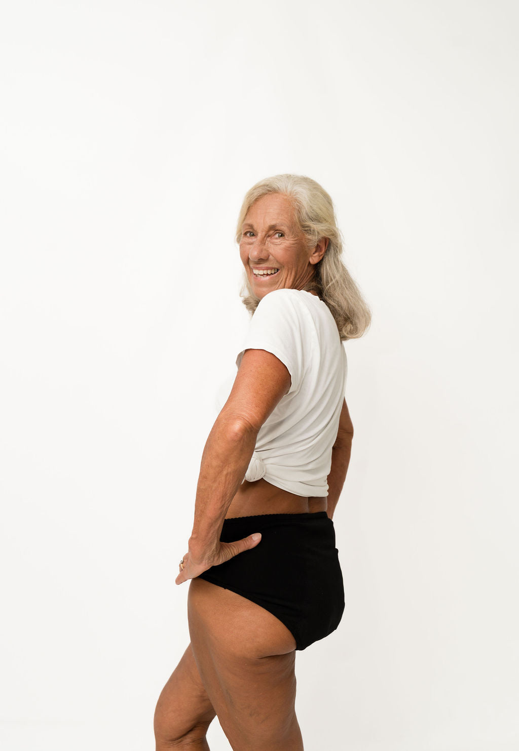 Midi Brief Black Women's Absorbent Underwear - Light back view
