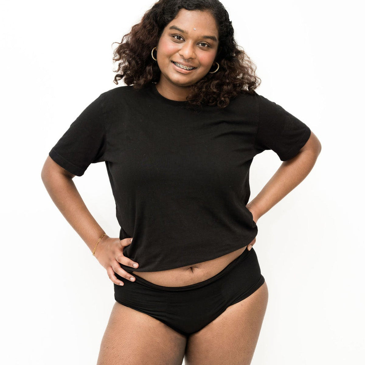 Midi Brief Black Women's Absorbent Underwear - Light