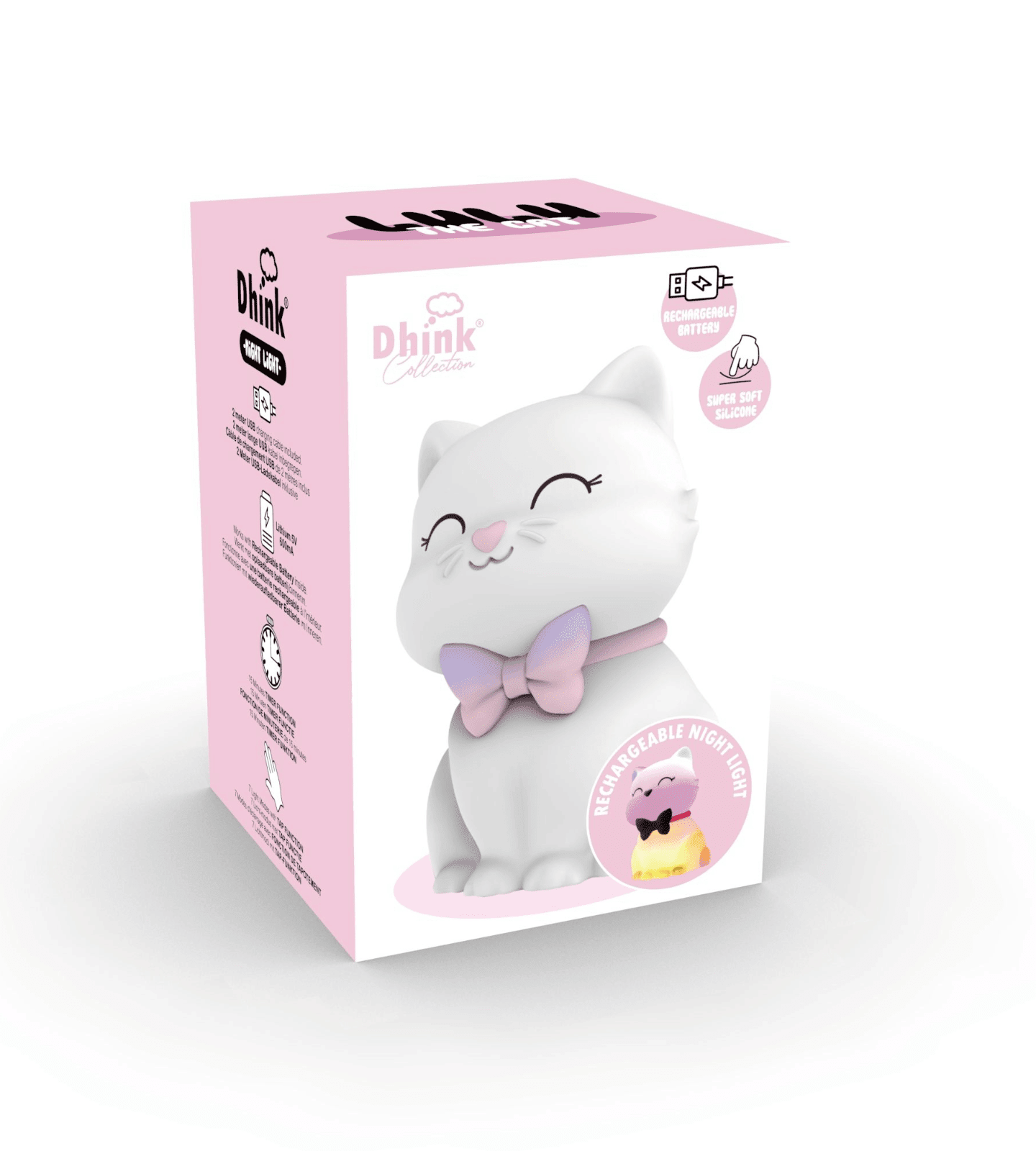 box for a Soft rechargeable happy cat night light for kids