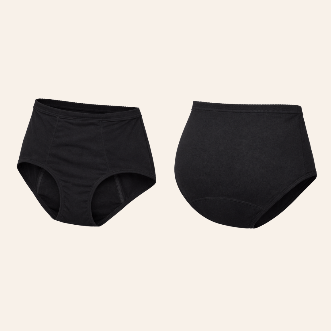 Full Brief Black Women's Period Underwear Front and Back