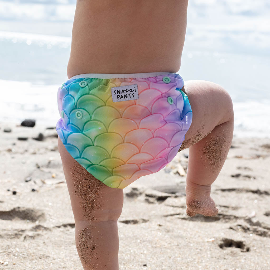 Child wearing Swim Nappy - Mermaid