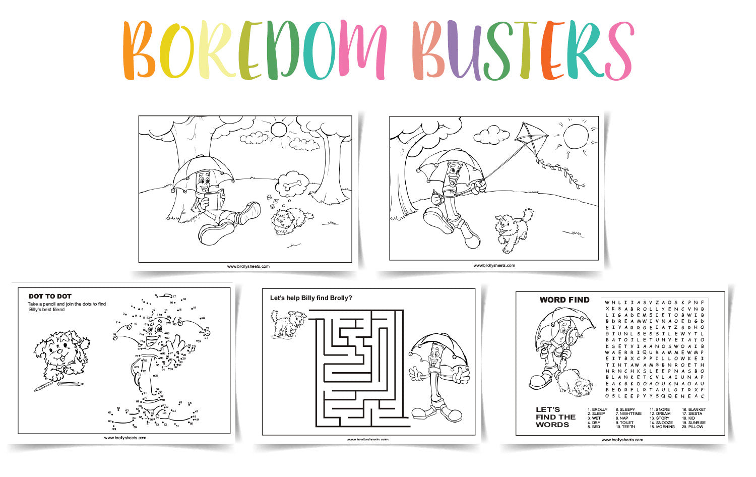 Boredom Busters Brolly Sheets NZ