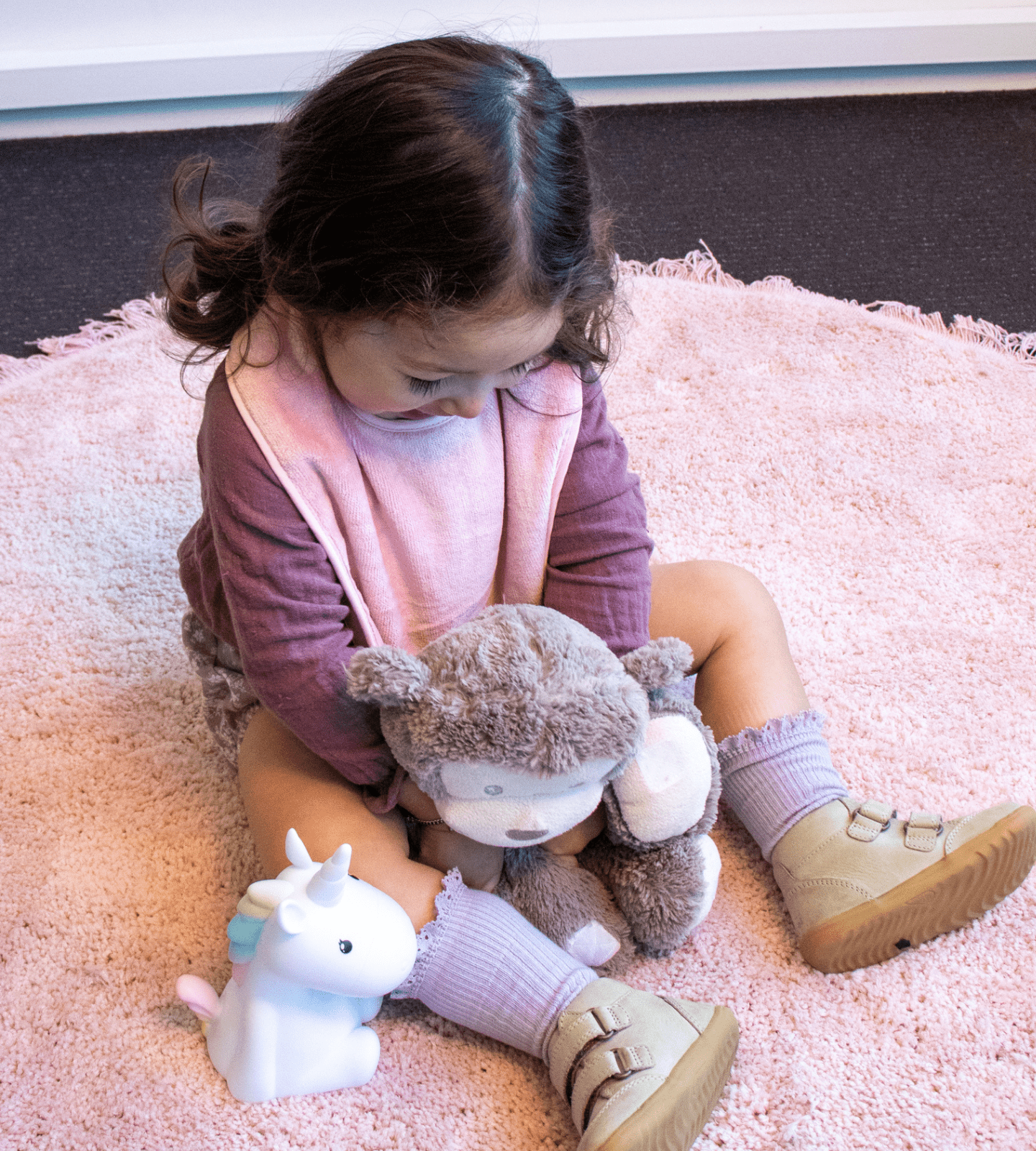 Happy Toddler in our Pink Extra Absorbent Bib